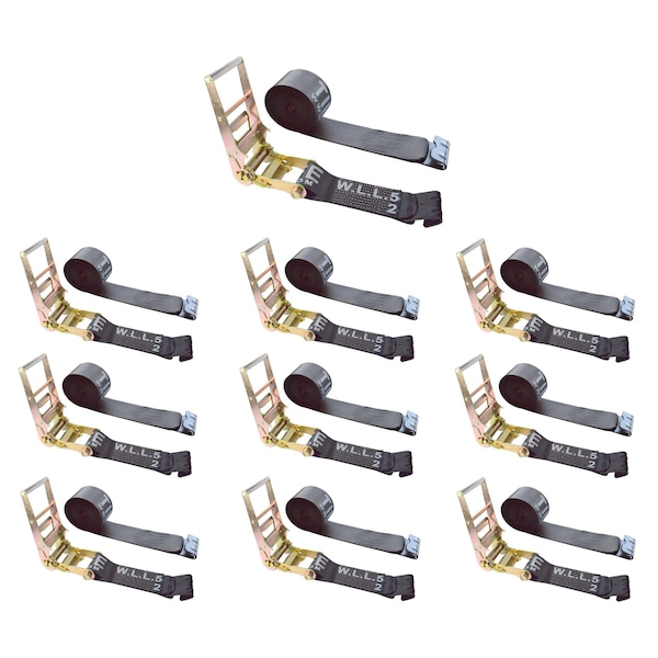 Heavy Duty 4" x 30' Ratchet Tie Down Strap Flat Hook for Farm Trailer Truck Black, 10PK